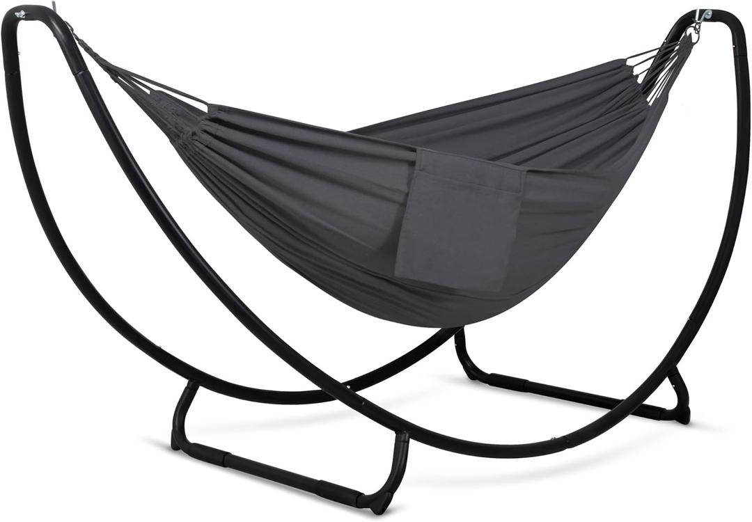 SUNCREAT Hammocks for Outside with Stand, Porch Hammock and Stand, 475 lbs Capacity, Patent Pending, Dark Gray