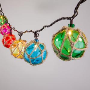 Decorative String Lights Plug in with 10 Incandescent Bulbs, Nautical Fishing Float String Lights Connectable Weatherproof for Indoor Home Tiki Bar Decor and Outdoor Patio Decorations (Multi-color)
