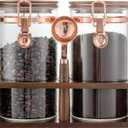 Flmeyaza Glass Coffee Canister Set with Shelf and Spoon, Set of 2 Coffee Containers for Storing Ground Coffee Beans, Sealed, Coffee Bar Coffee Filter Holder