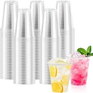 BYSNOW 12 oz Clear Plastic Cups - 300 Count Disposable Wine Cup for Party, 12 Ounce Drinking Cups Bulk, PET Cocktail Glasses for Smoothie, Fruit, and Cold Beverage