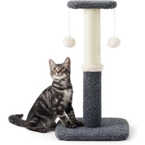 Lesure Cat Scratching Post for Indoor Cats - Highly Resistant Carpet Scratch Posts, Premium Sisal Rope Scratch Posts for Kittens, Sturdy Small Cat Scratch Pole with Hanging Ball, Grey(22.5 inch)