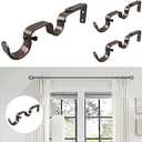 Heavy Duty Curtain Brackets, Fits up to 1 Inch Rods, Adjustable Double Curtain Holders, Set of 3, Bronze