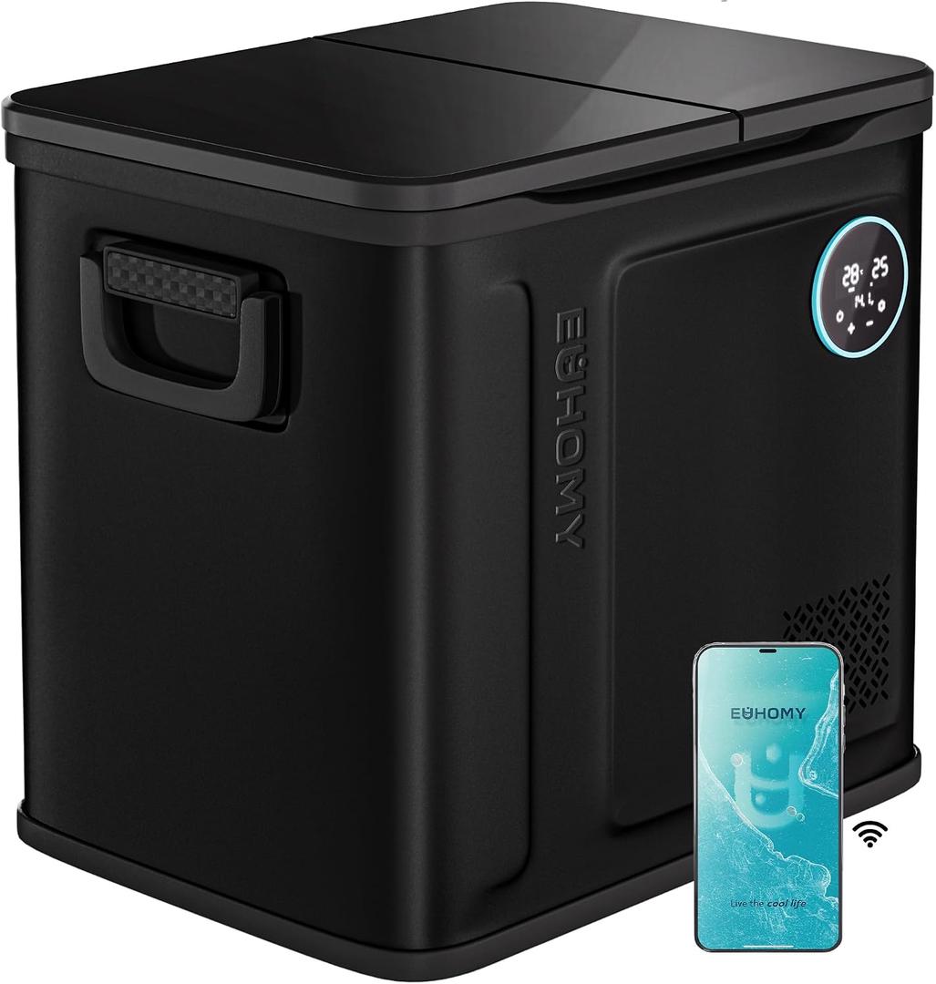 EUHOMY 12 Volt Refrigerator, 58QT Dual Zone Electric Cooler APP Control, Car Refrigerator with 12/24V DC 110-240V AC, Car Fridge -4℉~68℉, Portable Freezer Aluminum Interior for Camping,Trip,Home,Truck