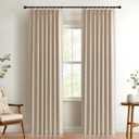 100% Blackout Shield Linen Look Textured Pinch Pleated Curtains Blackout Drapes 96 Inch Long 2 Panels Set, Faux Linen Blackout Curtains for Bedroom & Living Room, 40" W x 96" L, Oatmeal