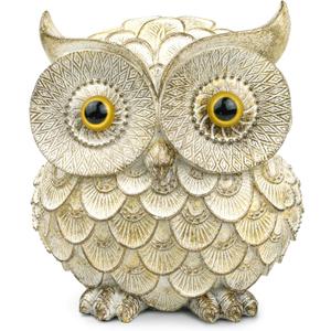 Garwor Owl Figurines Home Decor Accents - Owl Statue for Home, Office & Gifts for Bird Lovers (Medium, White)