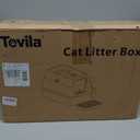 Extra Large Stainless Steel Litter Box with Lid, High Sided Enclosed Metal Cat Litter Pan, Dog Proof Front Entry Top Exit, Odor Control Easy Clean Leak Proof, Includes Mat, Scoop & Step, Black