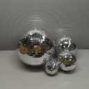 4 pack Large Disco Ball Silver Hanging Disco Balls Reflective Mirror Ball Ornament for Party Holiday Wedding Dance and Music Festivals Decor Club Stage Props (12 Inch, 8 Inch, 6 Inch, 4 Inch)