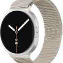 Metal Bands Compatible with Samsung Galaxy Watch 8 Band 40mm 44mm/Watch 8 Classic Band 46mm, Stainless Steel Mesh Loop Magnetic Clasp Wristbands for Galaxy Watch 8/8 Classic (2025) Women Men