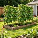 2 Pack Cucumber Trellis, Trellis for Climbing Plants Outdoor, 58" L x 14" W x 55" H Heavy Duty Metal Garden Plant Support for Raised Beds, Peas, Okra, Vines & Flowers