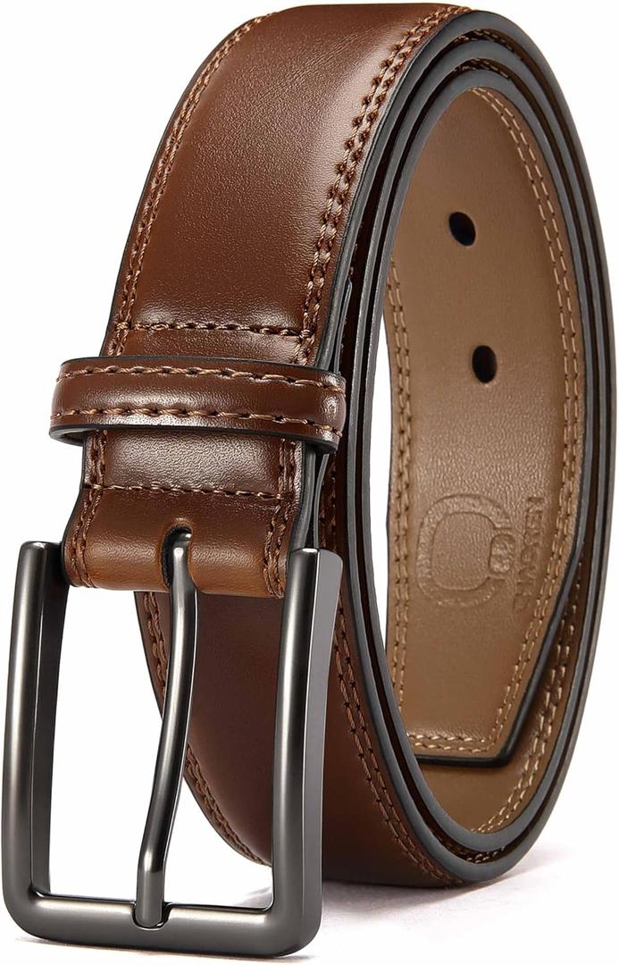 CHAOREN Mens Belt Leather - 1 3/8" Dress Belts for Men - Considerate Gift for Work Business Casual Jeans (40 (Fits Waist 38"-39"), Cognac)