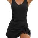 Aidonger One Piece Swim Dress Swimsuits for Women Tummy Control Swimdress Skirt Bathing Suit, Large