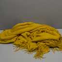 LOMAO Knitted Throw Blanket with Tassels Bubble Textured Lightweight Throws for Couch Cover Home Decor (Mustard Yellow, 50x60)