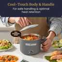 Elite Gourmet NOODLE EXPRESS Hot Pot, Prepare Ramen, Rice, Soups, Stews, Boil Water, Stainless-Steel Interior, Glass Lid, High/Low/Off Settings, Grey