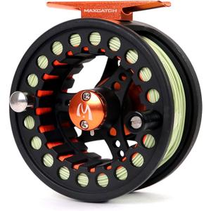 M MAXIMUMCATCH Maxcatch ECO Large Arbor Fly Fishing Reel 5/6wt and Pre-Loaded Fly Reel with Line Combo