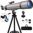 WOZEL Telescope for Adults & Kids - 90mm Aperture 600mm Refractor Portable Beginners Telescope High Powered, Magnification 180X, for Astronomy Planet Observation with Phone Adapter Tripod & Carry Bag