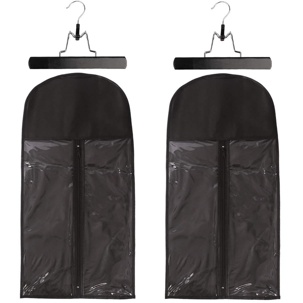 2 Pack Hair Extension Storage Bag Hair Extension Hanger Strong Holder Dust-Proof Portable Suit with Transparent Zip Up Closure- Lightweight, Waterproof and Portable (Black) (23.6 Inch)