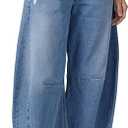 LONGBIDA Women's Mid Rise Barrel Jeans-Vintage Wide Leg Cropped Denim Pants,Y2K Baggy Boyfriend Style
 10