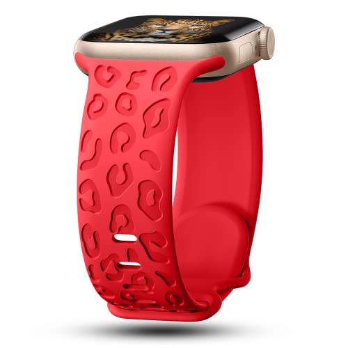 CreateGreat Leopard Engraved Bands Compatible with Apple Watch Band 42mm 44mm 45mm 46mm 49mm Women, Cheetah Silicone Strap Compatible with iWatch Series 10 9 8 7 6 5 4 3 2 1 SE Ultra,Red CreateGreat Leopard Engraved Bands Compatible with Apple Watch Band 42mm 44mm 45mm 46mm 49mm Women, Cheetah Silicone Strap Compatible with iWatch Series 10 9 8 7 6 5 4 3 2 1 SE Ultra,Red