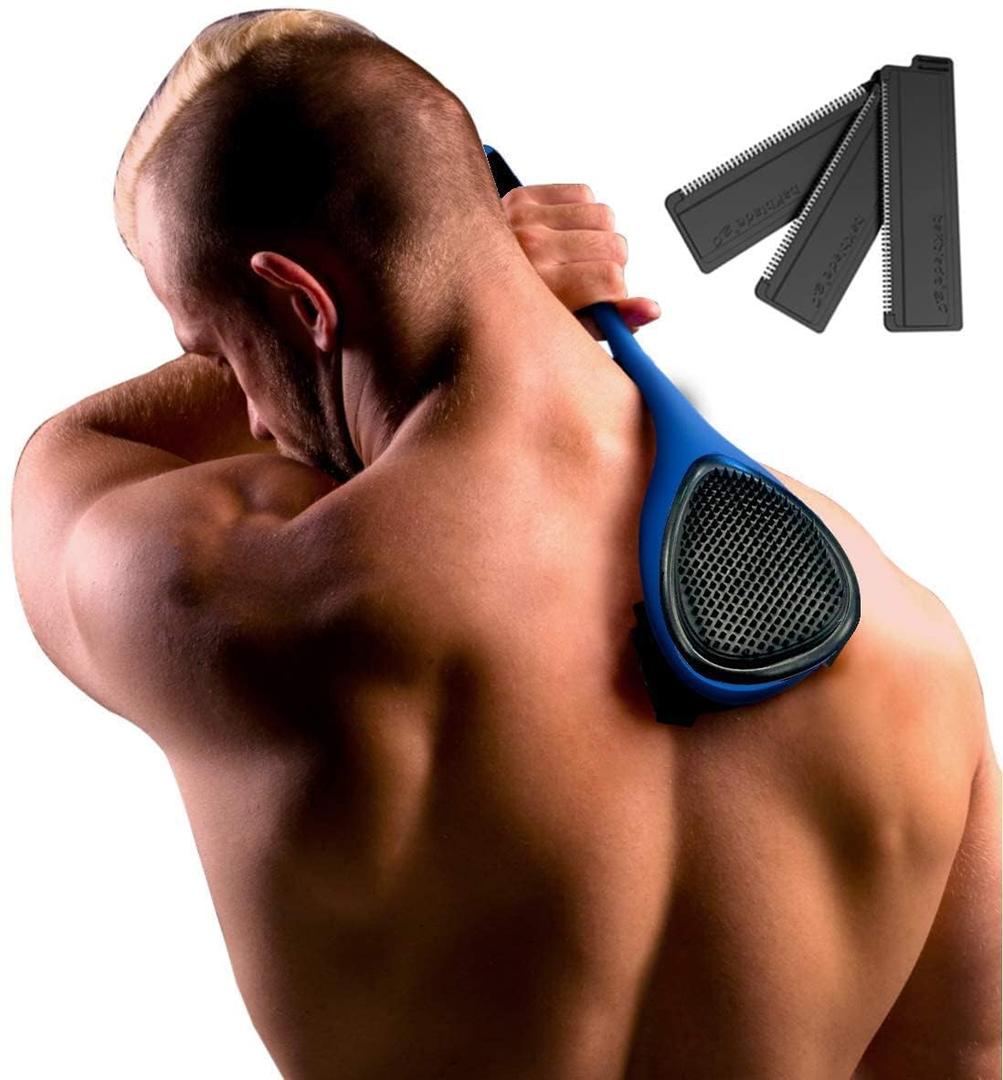 baKblade 2.0 Elite Back Shavers for Men: The DIY Back Hair Shaver for Men with Safety Blade Technology & Ergonomic Handle, Wet or Dry Shaving (Extra Blades Included)