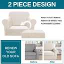 Turquoize 2 Piece Chair Covers Chair Slipcovers for Living Room Small Armchair Cover with Arms Washable Furniture Cover for Chairs Feature Thick Jacquard Fabric (Small Armchair, Ivory)
