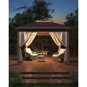 11x11 Pop Up Gazebo Tent with Mosquito Netting, Outdoor Canopy Shelter Easy Setup, Water & UV Resistant - Khaki (11FT) 11x11 Pop Up Gazebo Tent with Mosquito Netting, Outdoor Canopy Shelter Easy Setup, Water & UV Resistant - Khaki (11FT)