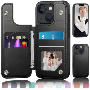DJDUCK Designed for iPhone 13 Case Wallet with Card Holder, [Magnetic Clasp Cover] [RFID Blocking Leather Protection] Shockproof Women Men Cases 6.1 Inch for Apple 13 Black