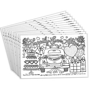 Tiny Expressions - Wedding Activity Placemats for Kids  Pack of 12 Disposable Coloring Paper Mats for Wedding Table Dcor, Includes Activities & Games for Kids
