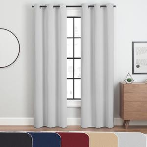 ECLIPSE Andover Solid Tripleweave Thermal Blackout Grommet Curtains for Bedroom (2 Panels), 42 x 84 in, Silver White ECLIPSE Andover Solid Tripleweave Thermal Blackout Grommet Curtains for Bedroom (2 Panels), 42 x 84 in, Silver White