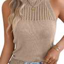 ChiaoLezhee Women's Summer Knit Tank Tops, Racerback High Neck Lightweight Sweater Vest, Dressy Casual Outfits S
