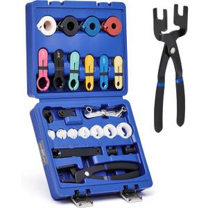 Orion Motor Tech 26pc Master Quick Disconnect Tool Kit, Fuel Line Disconnect Tool Set with Fuel and AC Disconnect Pliers, Fuel Line Removal Tool Set for AC Fuel & Transmission Systems, Blue