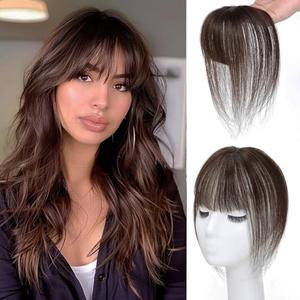 MYMYDA Clip in Bangs 100% Real Human Hair Extensions 360° Cover Clip on 3D Wispy Bangs for Women Topper Hairpieces for Women Dark Brown MYMYDA Clip in Bangs 100% Real Human Hair Extensions 360° Cover Clip on 3D Wispy Bangs for Women Topper Hairpieces for Women Dark Brown