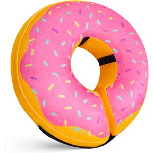Katoggy Inflatable Dog Cone Collar for Dogs After Surgery, Soft Adjustable Blow up Donut Dog E-Collar for Small Medium Large Dog and Cats (Medium (Neck: 11"-15"), Yellow/Pink Cheese)