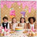 6 7 Birthday Decoration Backdrop,I was 6 Now I'm 7 Birthday Backdrop Banner, Ice Cream Drip Sweet Funny Number Pattern Wall Background for Girl Boy 7th Bday Party Decoration