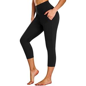 NEW YOUNG Capri Leggings with Pockets for Women High Waisted Workout Leggings Tummy Control Yoga Pants L/XL