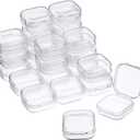 23 Packs Small Clear Plastic Beads Storage Containers Box with Hinged Lid for Storage of Small Items, Crafts, Jewelry, Hardware(2.9 x 2.9 x 1 Inches)