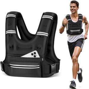 Weighted Vests for Women Men, 16lb Weighted Vest with Storage Pockets, Rucking Vest with Reflective Stripe, Adjustable Straps Weight Vest for Running, Walking, Workout, Training