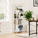 NUMENN Bookshelf, 5 Tier Bookshelves, Home Office Bookcase Shelf Storage Organizer, Free Standing Storage Shelving Unit for Bedroom, Living Room and Home Office, White