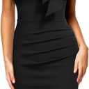 Miusol Women's Retro 1950s Style Half Collar Ruffle Cocktail Pencil Dress (Black, Small)