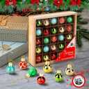 1 Inch Mini Vintage Multi Color Glass Ball Christmas Ornaments Set of 25 Balls | Miniature Christmas Tree Ornaments | Rustic Christmas Decorations | Mini Christmas Tree Decorations for Small Trees