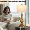Farmhouse Table Lamps for Living Room, 26" Vintage Table Lamp Set of 2 with USB A+C Charging Ports & AC Outlets, Touch Control 3-Way Dimmable Rustic Bedside Nightstand Lamps for Bedroom Gold Brass