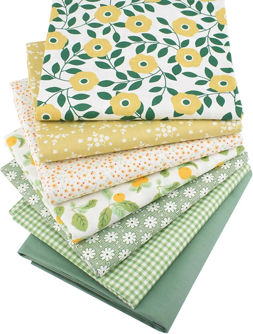 Hanjunzhao Fat Quarters Fabric Bundles,Print Floral Plaid Solid Quilting Fabric for Sewing Crafting,18 x 22 inches