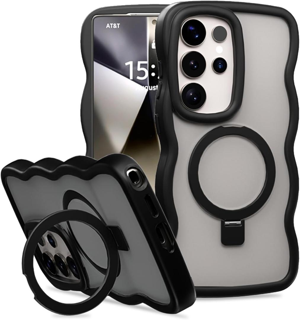 Designed for Samsung Galaxy S25 Ultra Case with Stand,Magnetic,Compatible with MagSafe,Easy to Grip,Comfortable Feel,Anti Fall,Anti Scratch,for Men Women,Black