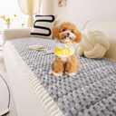 OTOB Couch Cover for Dogs Washable Non Slip Plush Sofa Covers for 3 Cushion Couch, All Seasons Fuzzy Kids Pet Friendly Sofa Slipcovers Furniture Protector Bed Mat (Light Gray, 27.6" x 70.9")