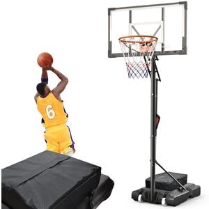 Basketball Hoop Outdoor 10 FT Height Adjustable Basketball Goals Systems Portable with 44" Backboard and Wheels for Youth Adults Kids - Backyard, Driveway, Indoor Play