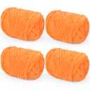Orange Chunky Yarn for Hand Knitting Blanket 4.4Lb, Soft Chenille Yarn for Crocheting, Bulky Fluffy Yarn for Knitting, Plush Thick Jumbo Crochet Yarn, 4 Big Pack, 1.1Lb Each Skein