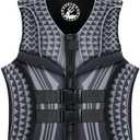 poesidon Geometric Print Life Vest, Zipper Front, Adjustable Buckles Adult Large