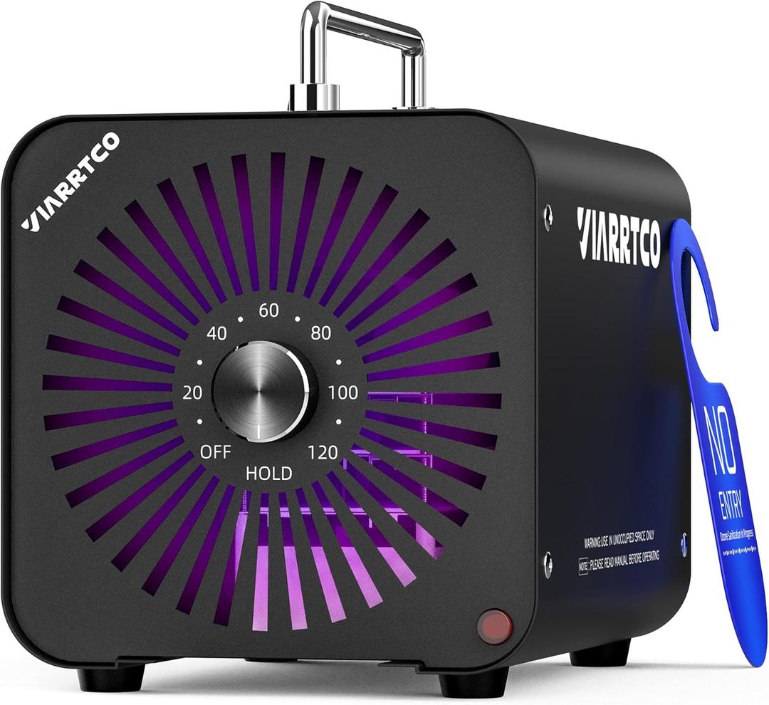 Ozone Machine Generator 40,000mg/h 8000 Sq. Ft. Ozone Machine Odor Removal for Home and Car with 120min timer All Metallic Black