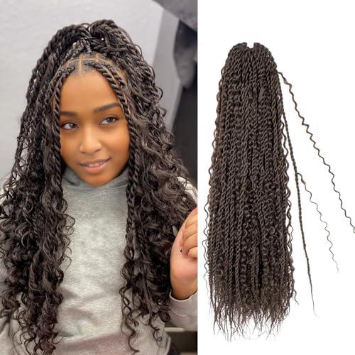 Boho Island Twist Crochet Hair 18 inch Senegalese Twist Crochet Hair with Soft Curly Ends 8 Packs Pre-looped Bohemian Goddess Twist Synthetic Braids Crochet Hair for Black Women (18Inch,4#)