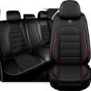 Seat Covers For GMC Sierra Chevy Silverado 1500 2500/HD 3500/HD Trail Boss Z71 Crew Cab Double Extended 2007-2025, Breathable Waterproof Leather Full Coverage Seat Protectors (Full Set, Black&Red)