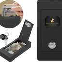 Large Metal Box for Gambler with Waist Bag, Portable Winner Bank Gambling Casino Cash Safe Box, Pocket Sized Cash Box with Key Go Home Money